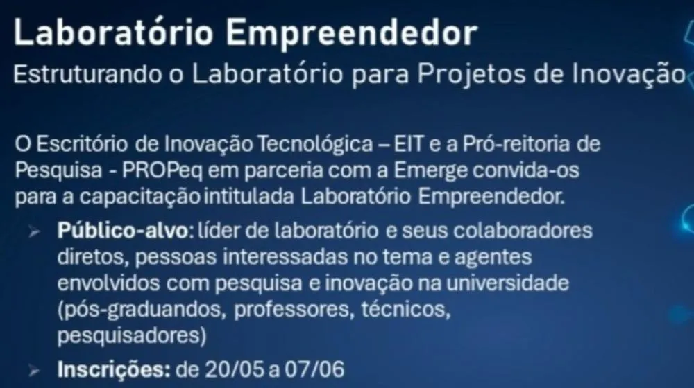 Abertas inscrições para capacitação Laboratório Empreendedor