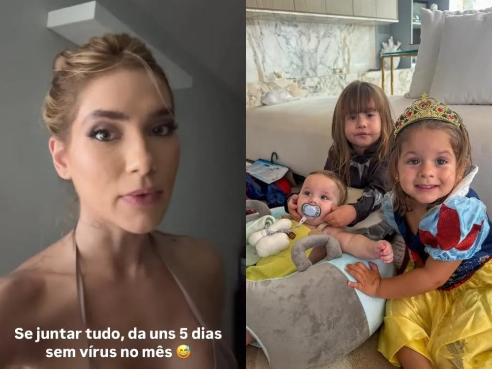 Virginia fala sobre os filhos adoecerem com frequência: “Que tanto de vírus é esse?” Em vídeo publicado no seu Instagram a influenciadora comenta que as crianças devem ficar apenas 5 dias no mês sem algum tipo de vírus