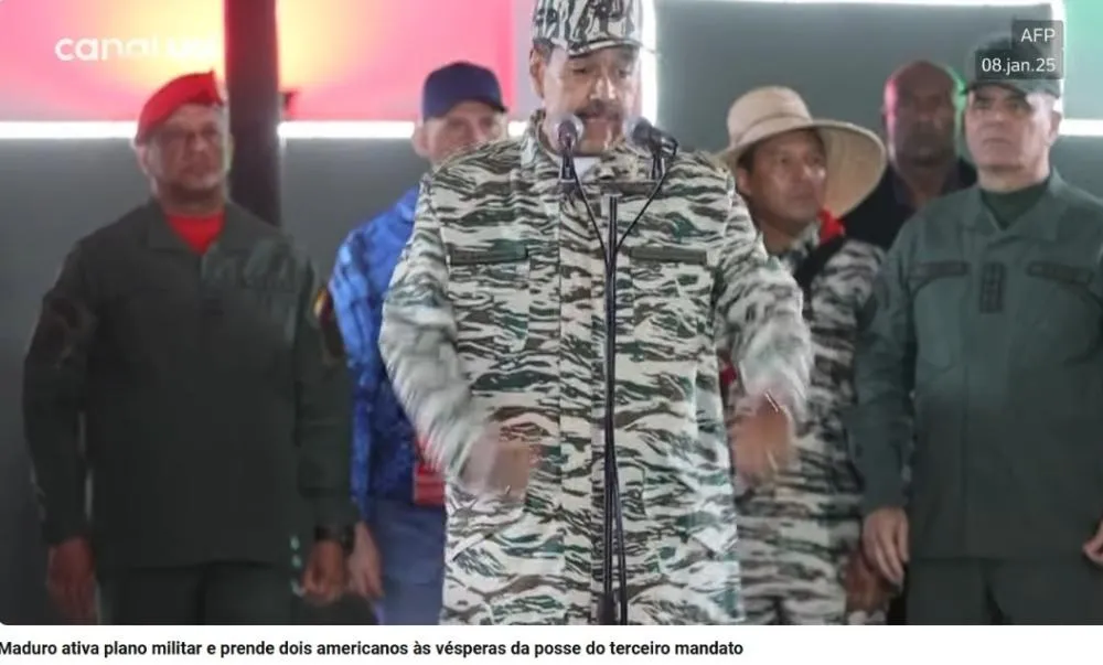 Maduro ativa plano militar e prende dois americanos às vésperas da posse do terceiro mandato